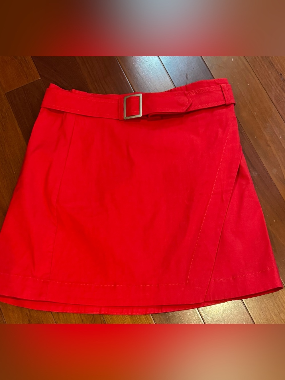 Maeve red mini skirt with belt NWOT